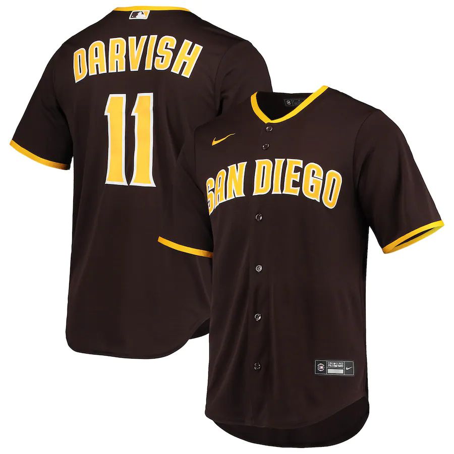 Mens San Diego Padres #11 Yu Darvish Nike Brown Alternate Replica Player MLB Jerseys->san francisco giants->MLB Jersey